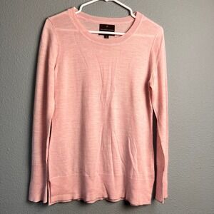 Fenn Wright Manson Pink Extrafine Merino Wool Crew Neck Long Sleeve Sweater Sz L
